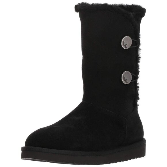Koolaburra Women's Black Kinslei Suede Mid-Calf Winter Snow Boots Size 8 - Picture 1 of 7